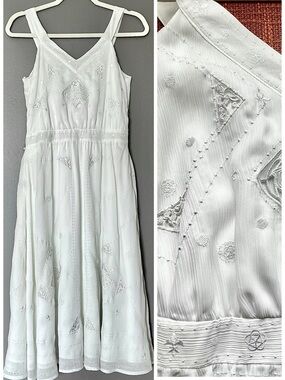 White House Black Market Sleeveless Embroidered Lace Boho Midi Dress Size 2 NWT